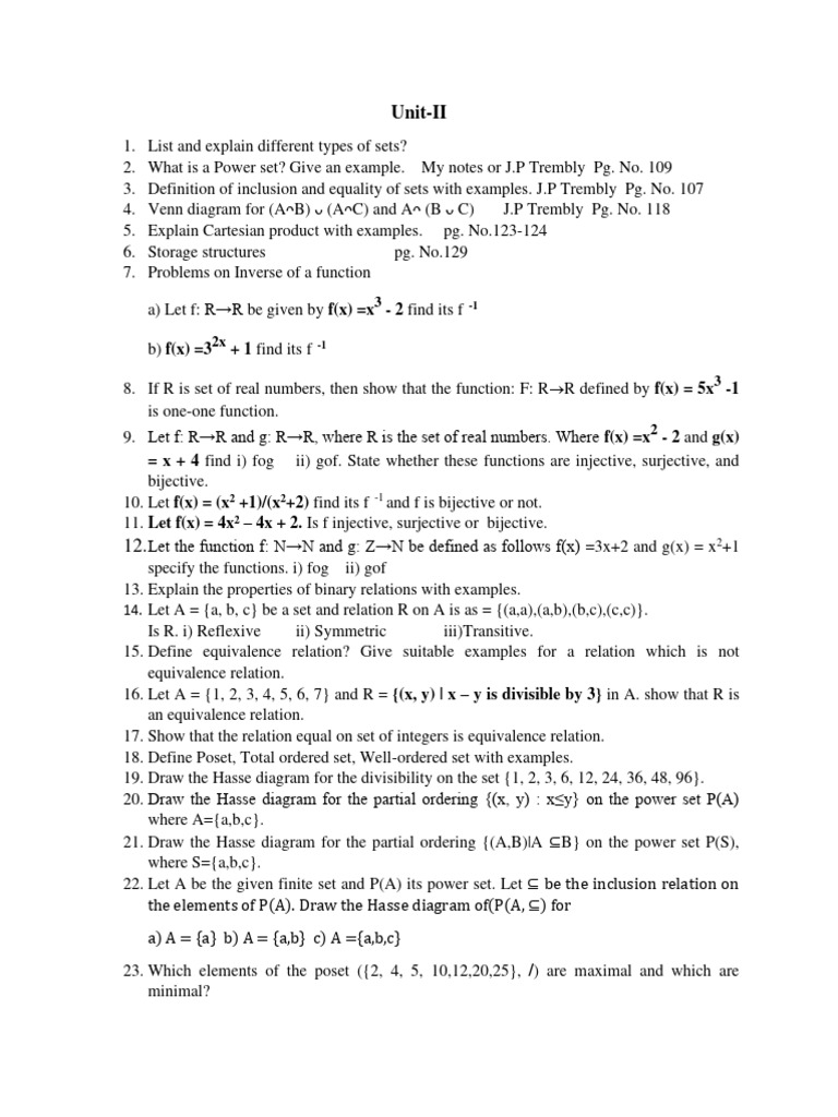 DM Unit II QB | PDF | Function (Mathematics) | Functions And Mappings