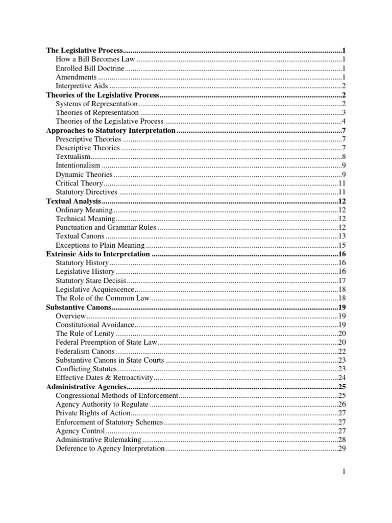 Statutory Interpretation Outline Plain Meaning Rule Statutory