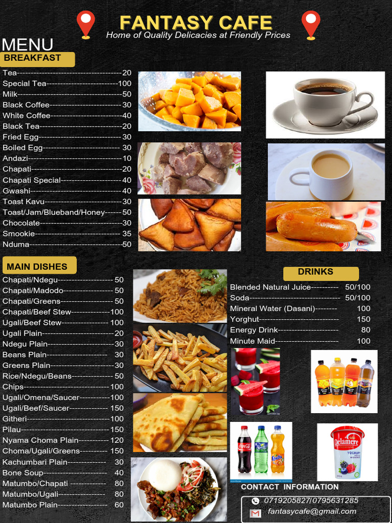 Fantasy Café Menu Overview | PDF