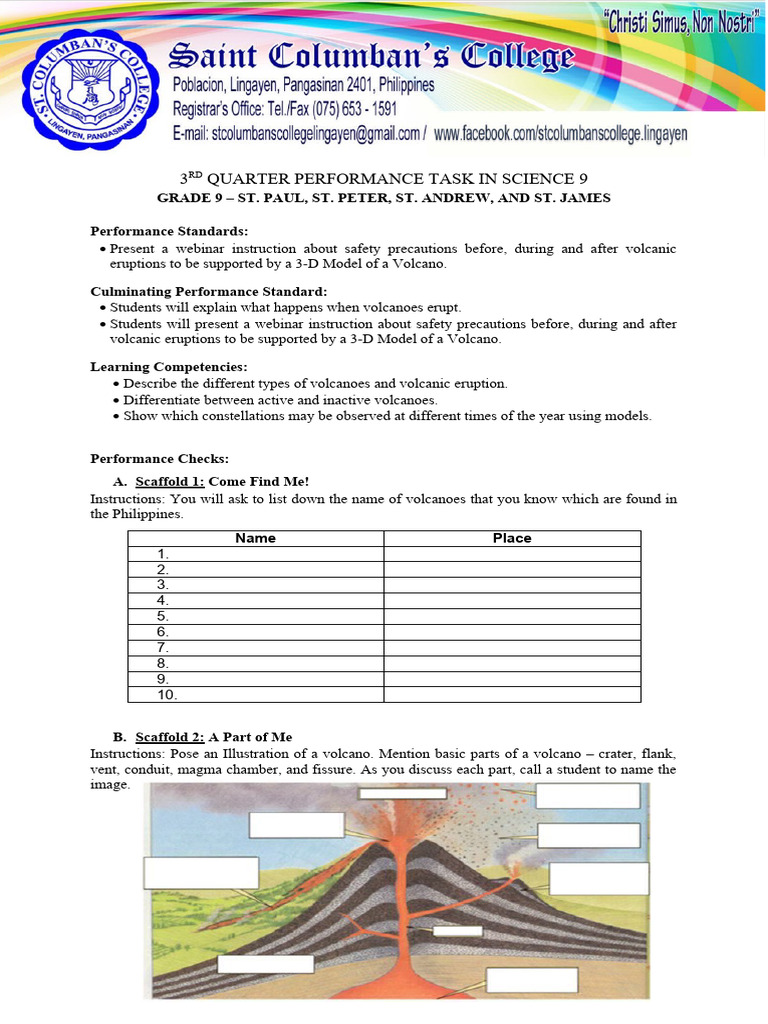 Volcano Safety Presentation Task | PDF | Volcano | Types Of Volcanic ...
