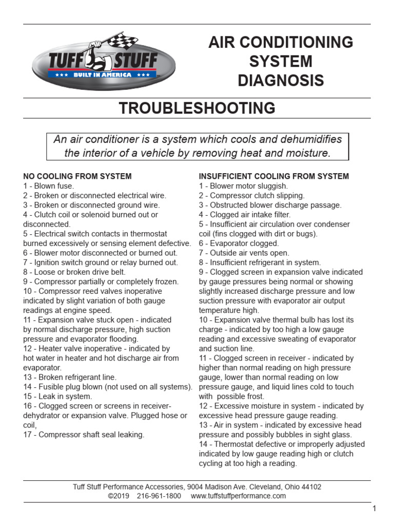 Air Conditioning System Troubleshooting Guide | PDF | Thermostat ...