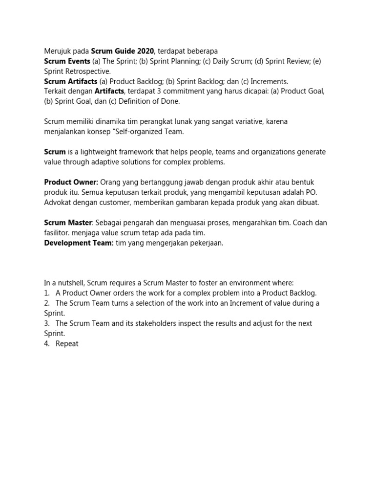 Panduan Lengkap Scrum 2020 | PDF
