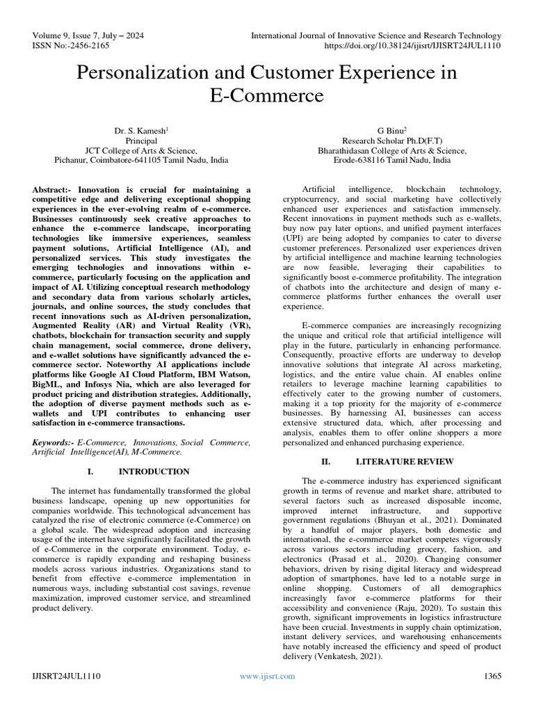 Innovations in E-Commerce Personalization | PDF | E Commerce ...