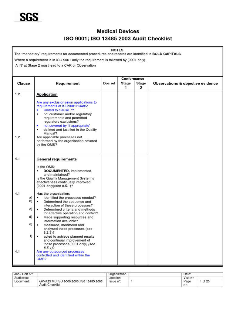 FREE ISO 13485 AUDIT CHECKLISTS visual data 6