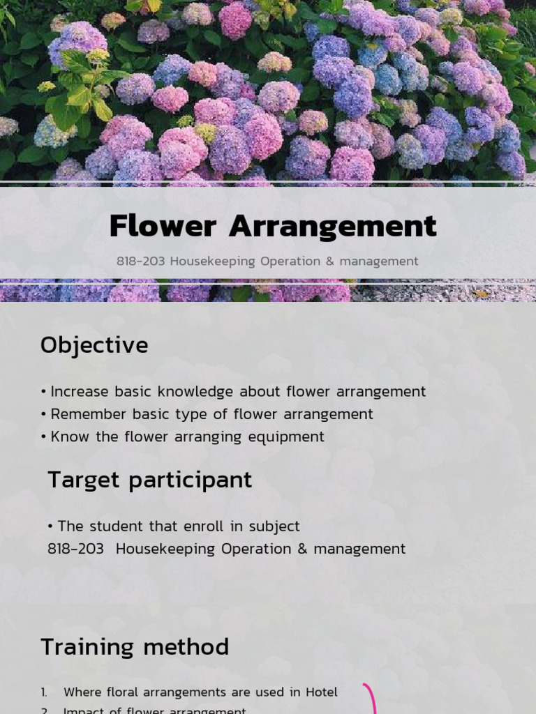 Flower Arrangement - Housekeeping | PDF | Floristry