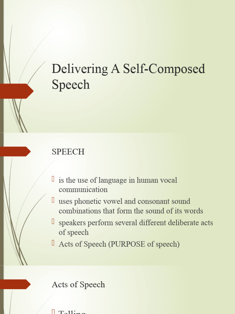 Delivering A Self Composed Speech | PDF | Speech | Human Communication