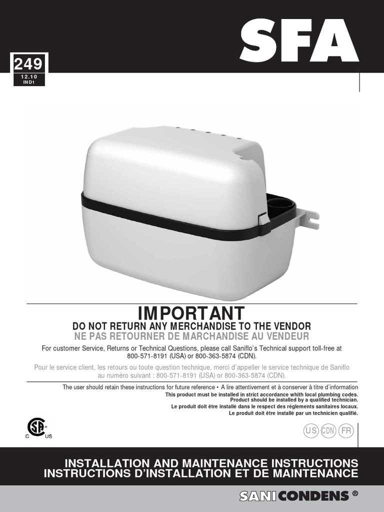 040 - SANICONDENS - Instruction Manual | PDF | Pipe (Fluid Conveyance ...