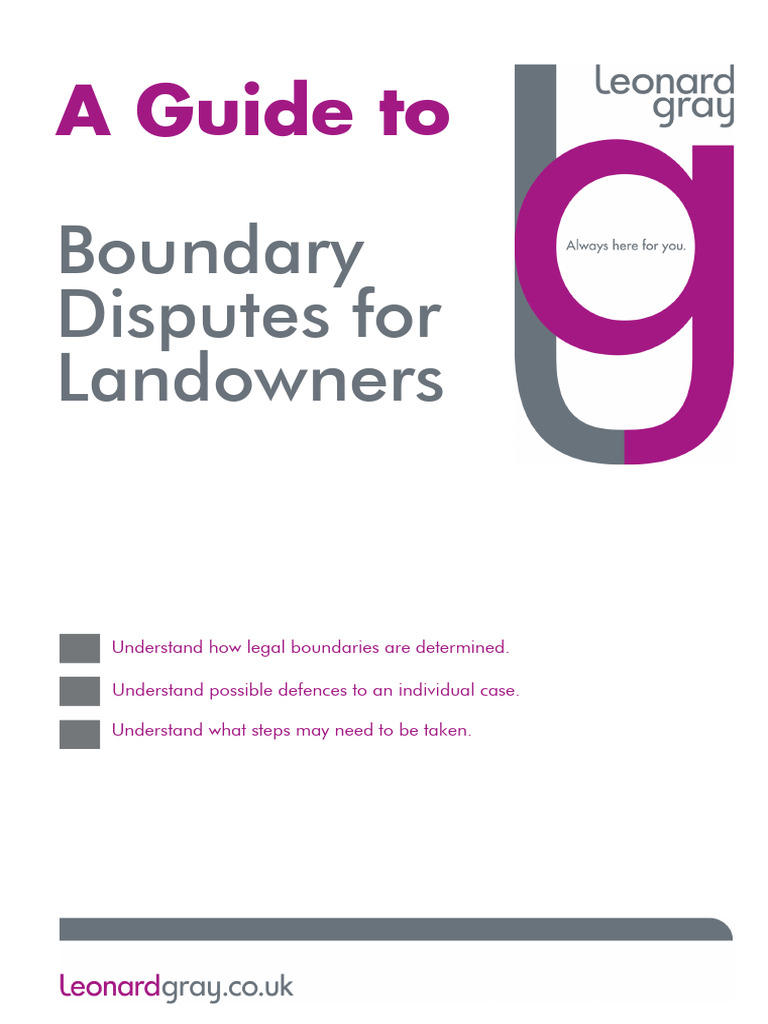 Boundary Disputes: A Landowner's Guide | PDF | Mediation | Surveying