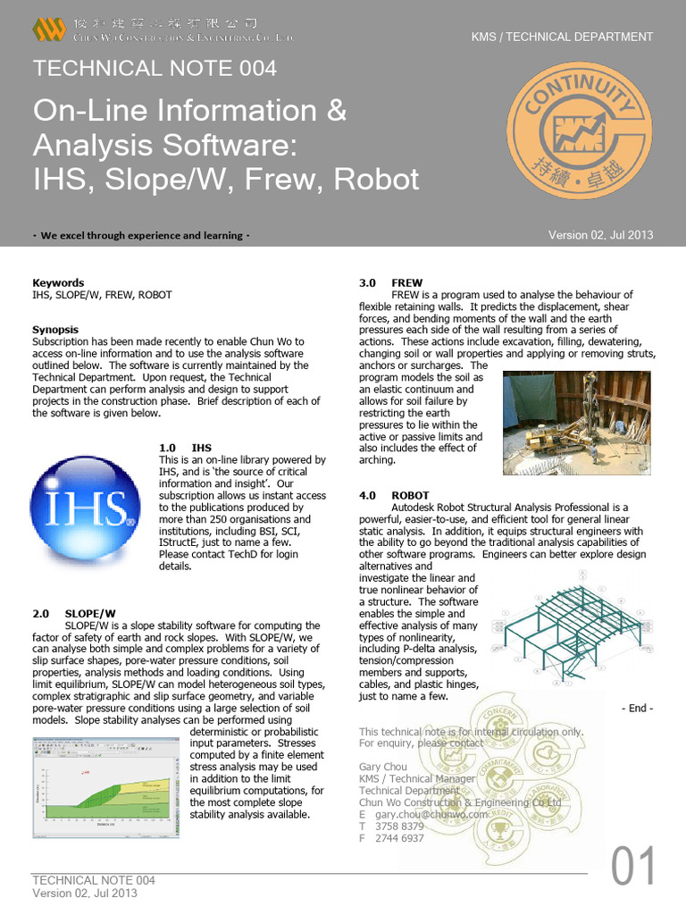 TECHNICAL NOTE 004 On-Line Information and Analysis Software IHS ...