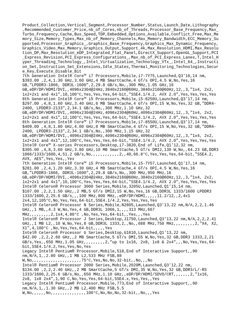 Intel cpus csv pdf intel computer engineering