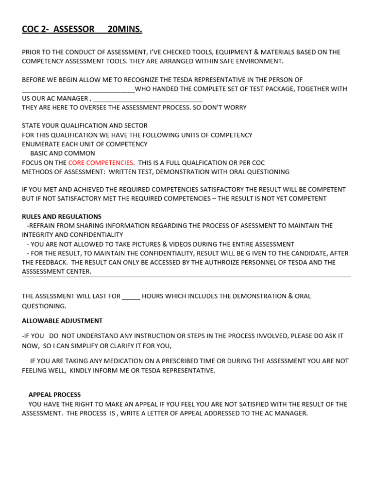 Competency Assessment Guidelines | PDF | Educational Assessment