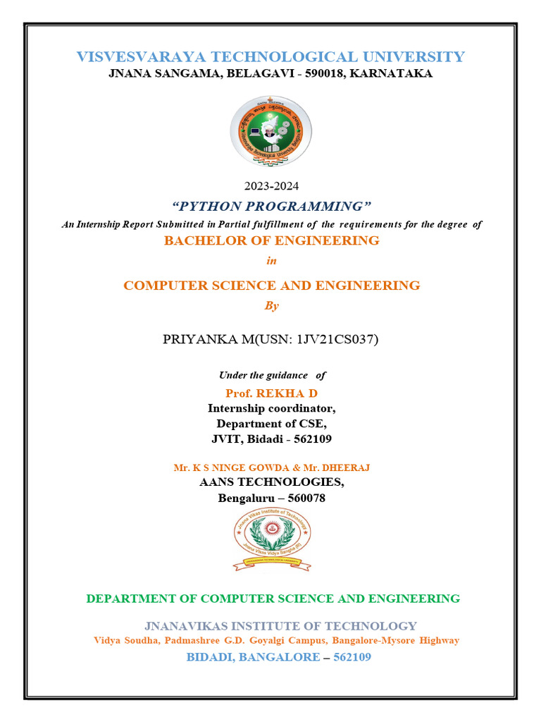 Internship First Pages | PDF | Python (Programming Language) | Control Flow