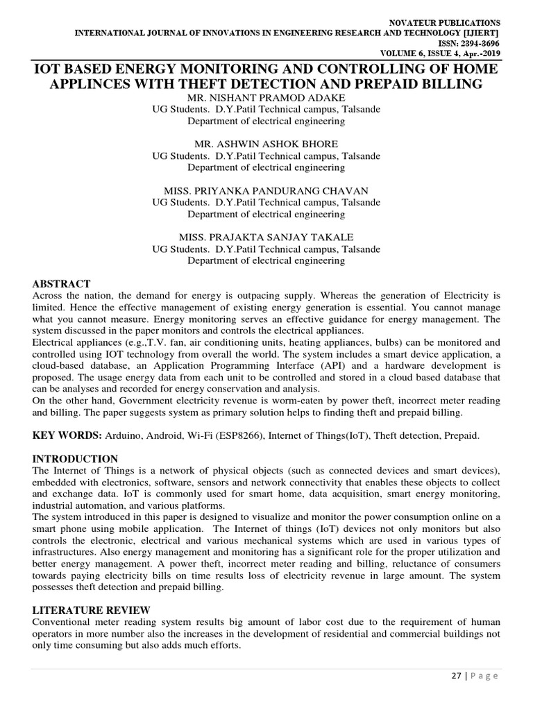 IoT Energy Monitoring & Theft Detection | PDF | Internet Of Things ...