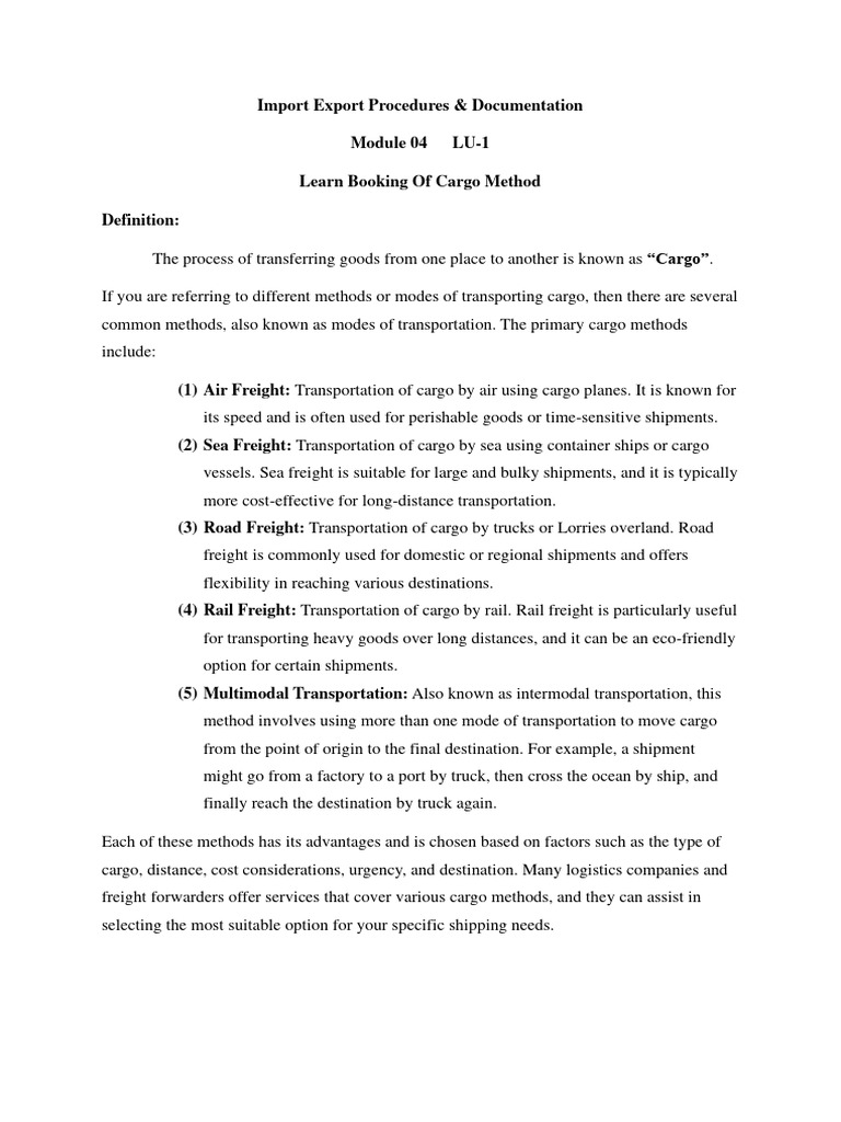 Module 04 lu 01 pdf cargo freight transport