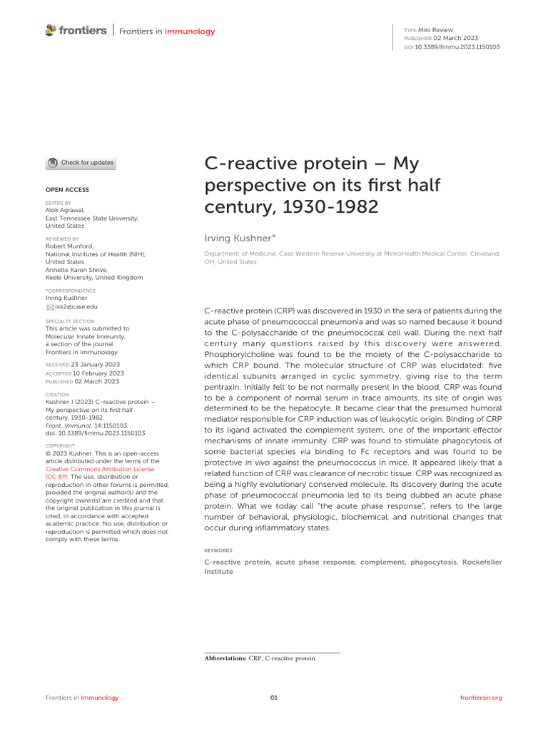 C-Reactive Protein: A 50-Year Review | PDF | C Reactive Protein ...