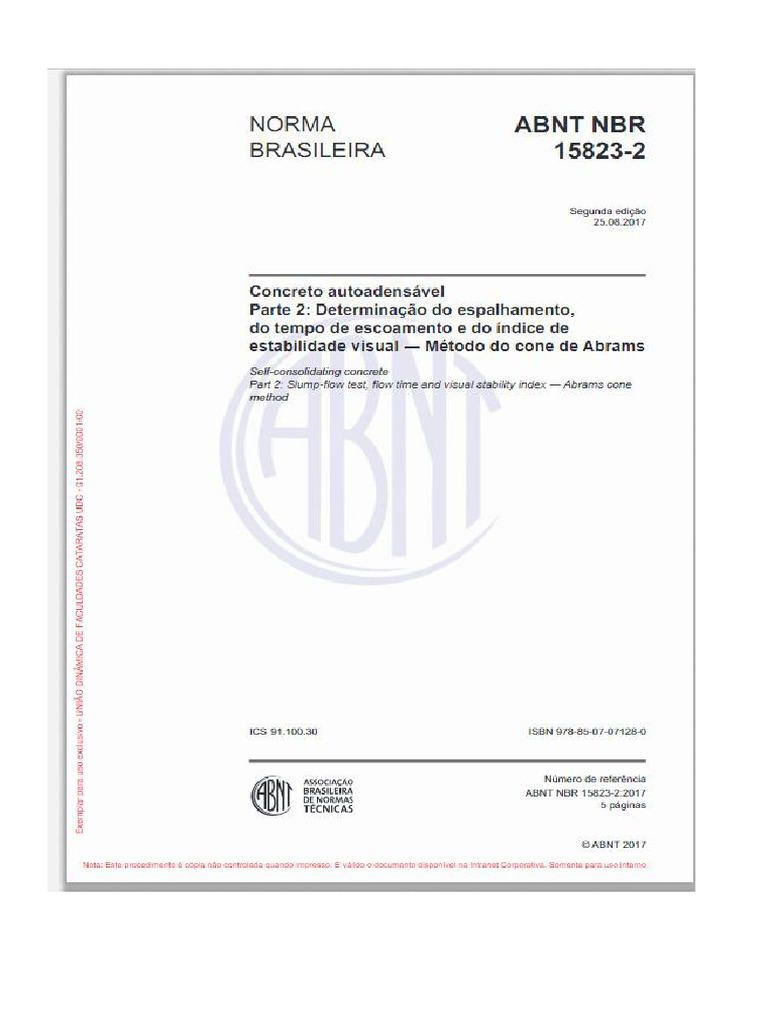 ABNT NBR 15823-2 - Concreto Autoadensável | PDF