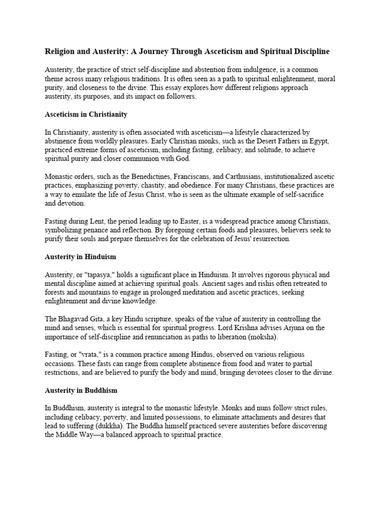 Exploring Austerity in World Religions | PDF | Asceticism | Spirituality