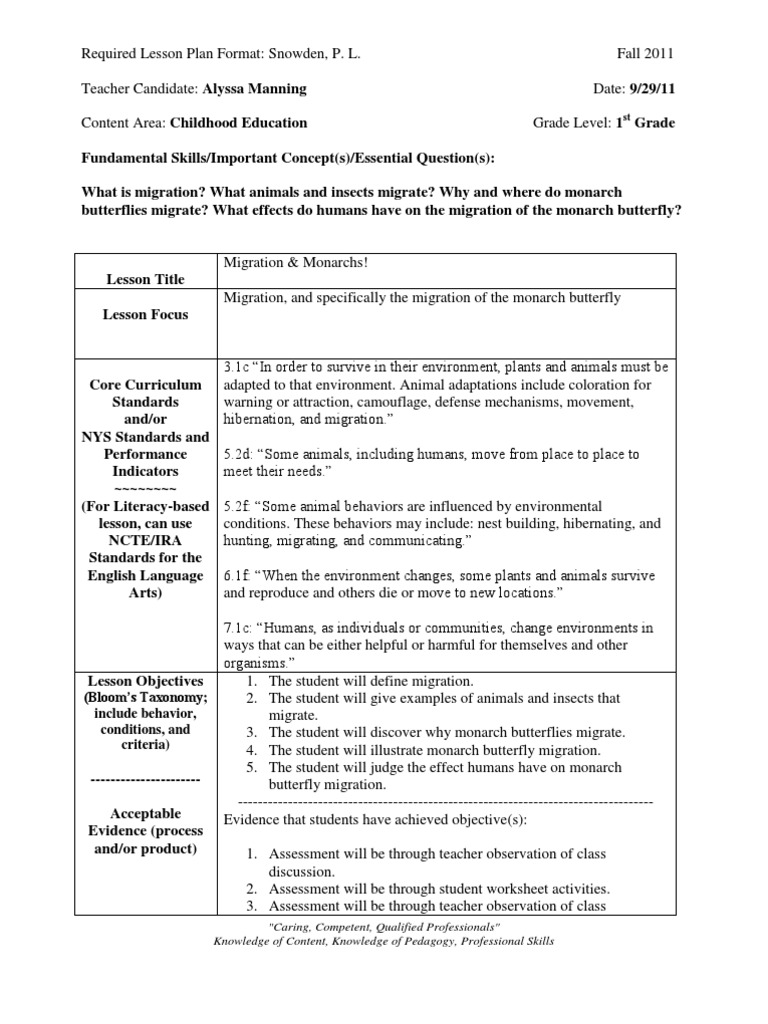 Monarch Butterfly Migration Lesson Plan | PDF | Lesson Plan ...