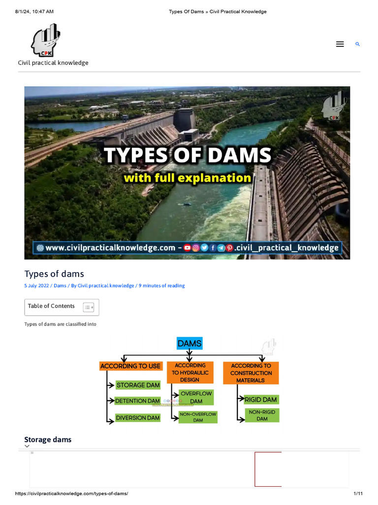 Types of Dams in Civil Engineering | PDF | Dam | Hydrology