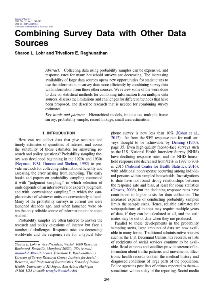 Combining Survey and Data Sources | PDF | Sampling (Statistics ...