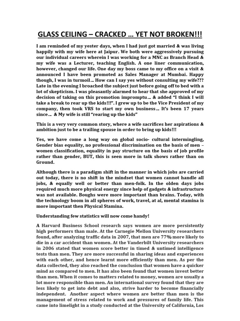 Glass Ceiling Cracked Yet Not Broken Social Support Stress