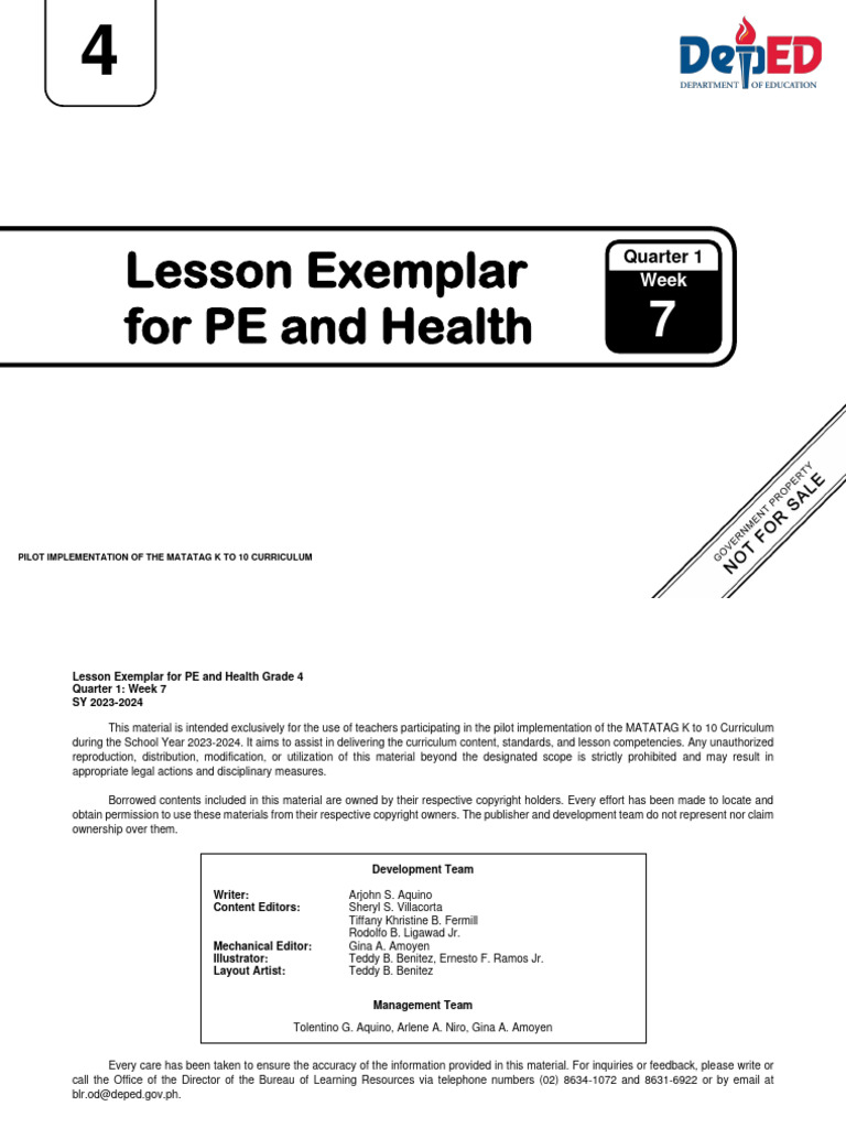 Session 7B - LE - Gr4 - PEandHealth - Q1 - Week7 | PDF | Learning ...