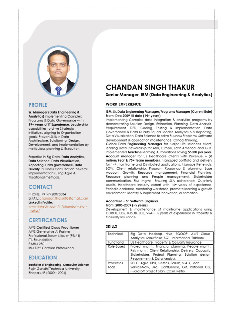 Chandan Singh Thakur: Data Engineering Leader | PDF | Ibm Db2 | Cloud ...