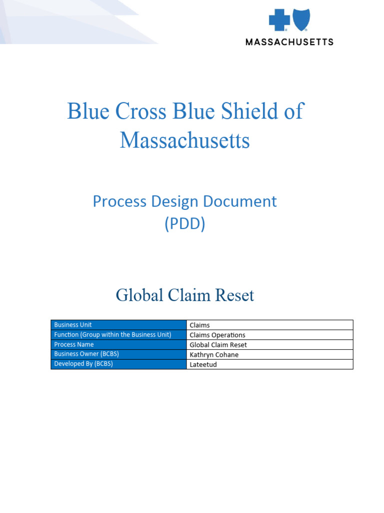 Global Claim Reset - Process Definition Document v1.0 | PDF | Blue ...