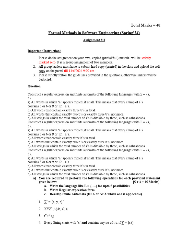 FM Assignment # 3 Unsolved | PDF | Theoretical Computer Science ...