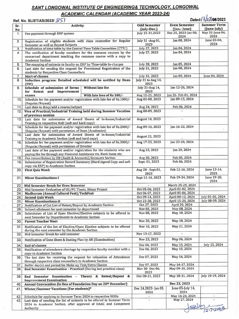Academic Calendar 2023 24 | PDF