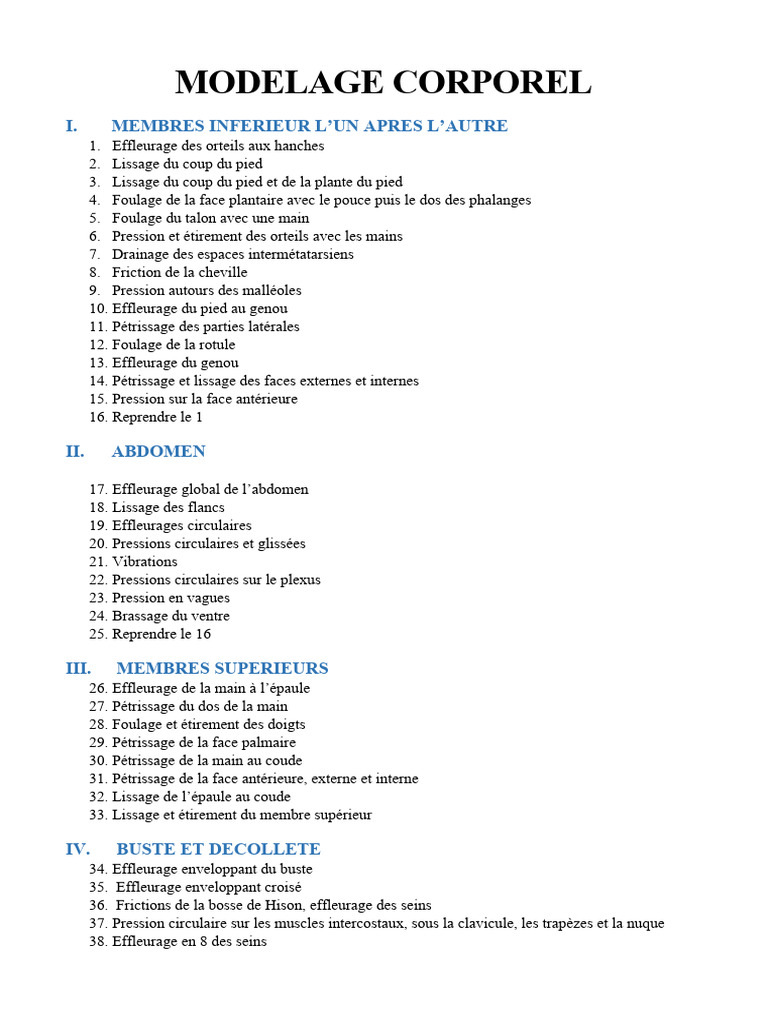 Techniques de Modelage Corporel Complet | PDF | Pied | Main