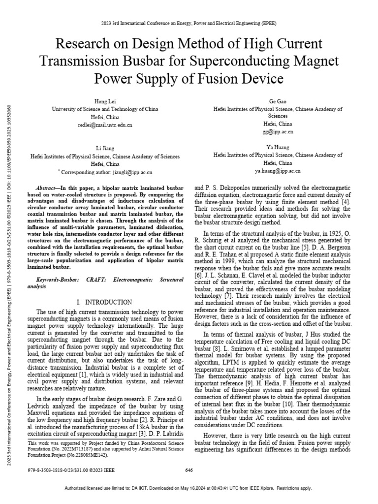 High Current Busbar Design for Fusion Power | PDF | Inductance ...