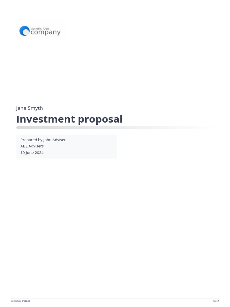 Investment Proposal for Jane Smyth | PDF | Investment Fund | Investing
