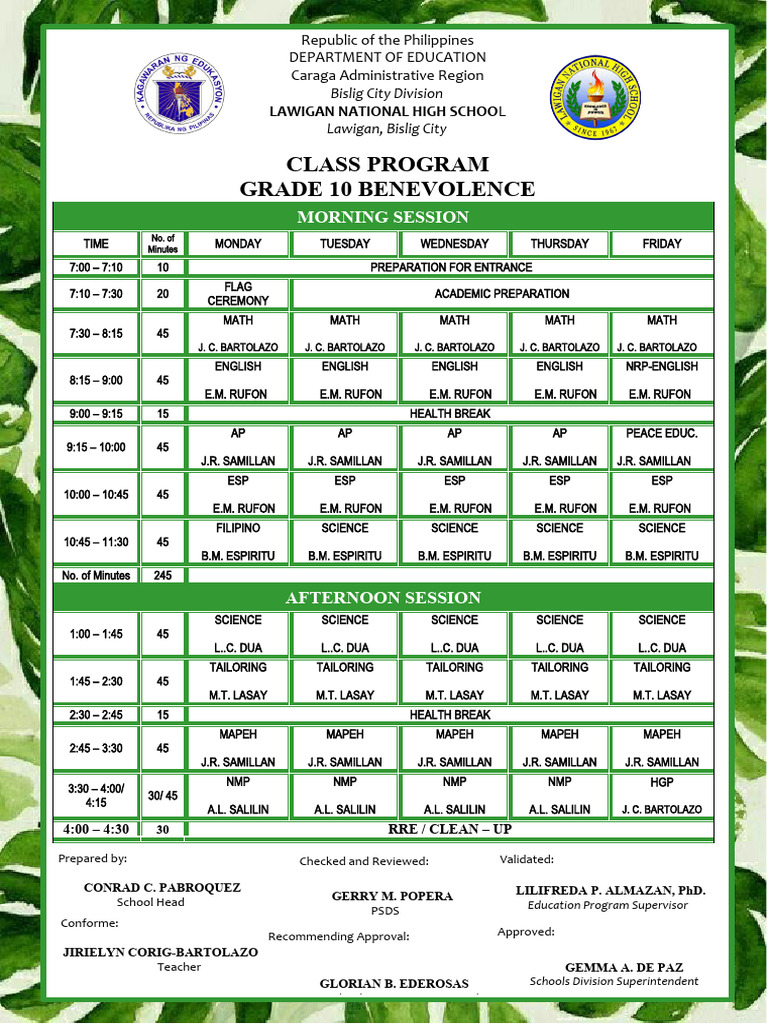 Grade 10 Class Program - Lawigan High School | PDF | Philippines ...