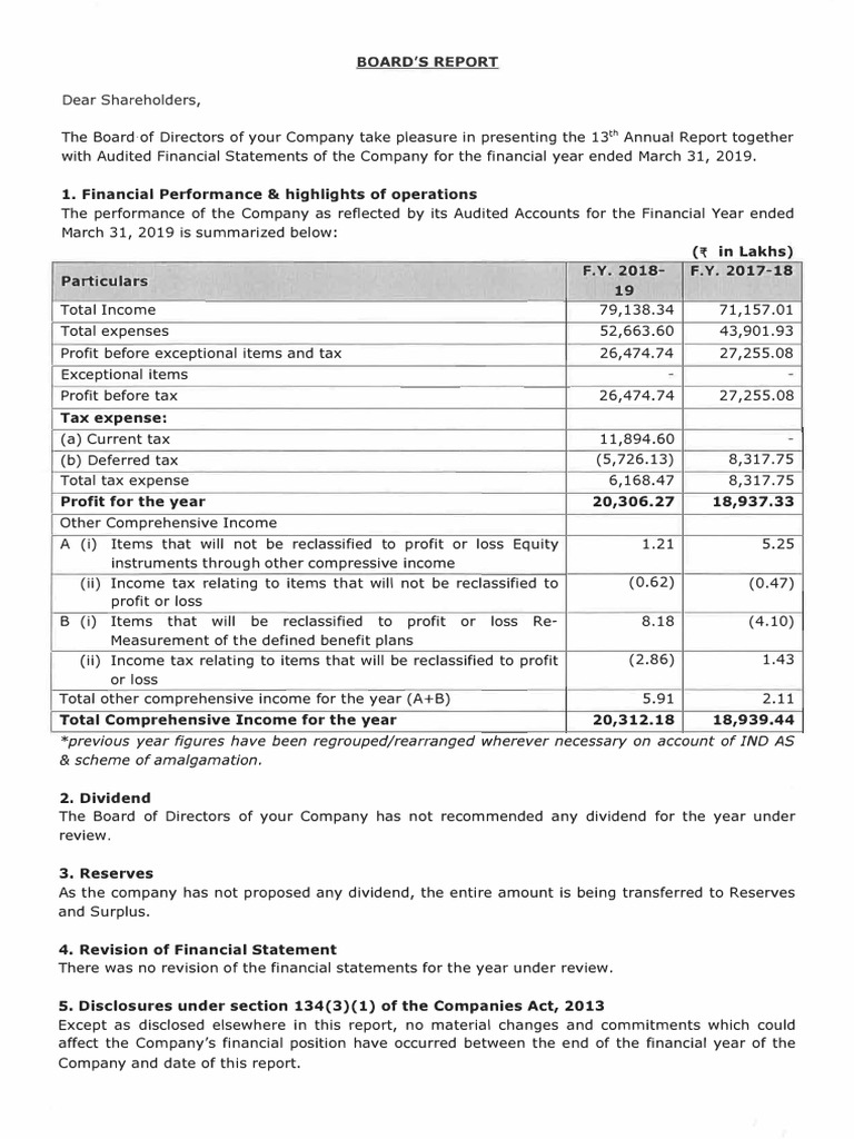 Annual Report 2018 19 Pages 8 Pdf Dividend Financial Statement