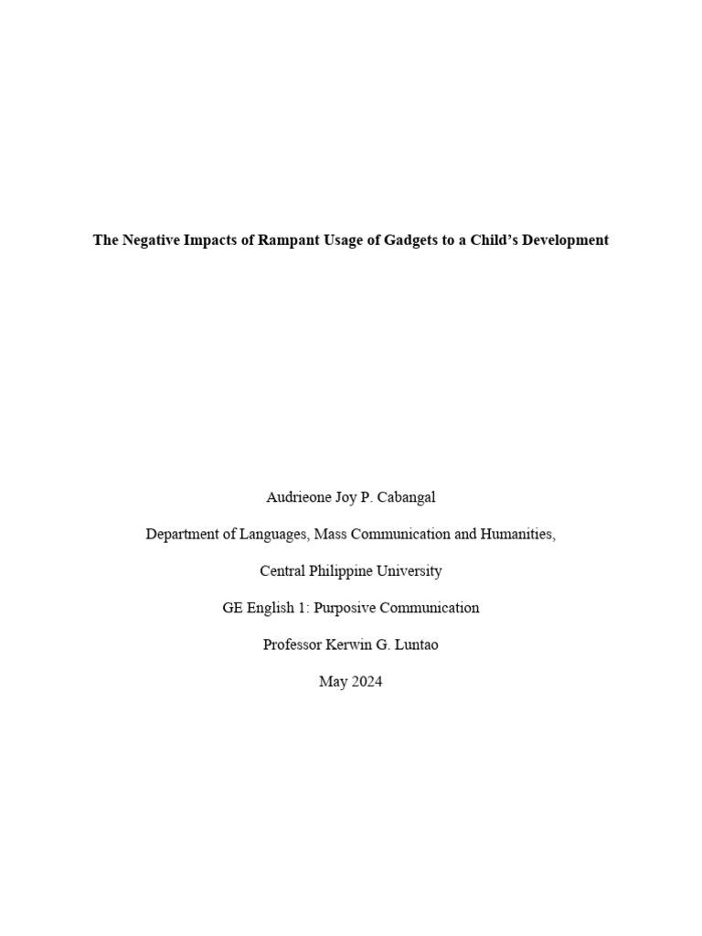 Impact of Gadgets on Child Development | PDF | Learning | Cognitive Science