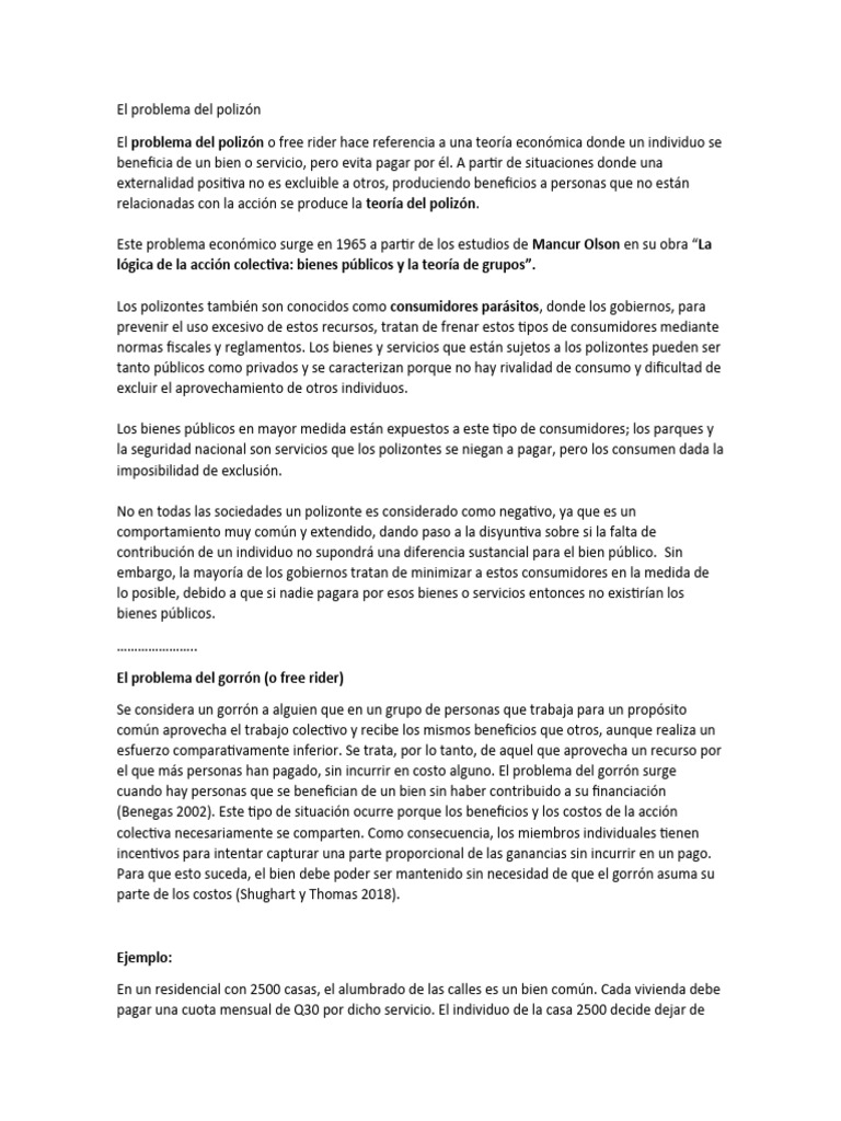 Entendiendo el problema del polizón | PDF | Economias | Ciencias económicas