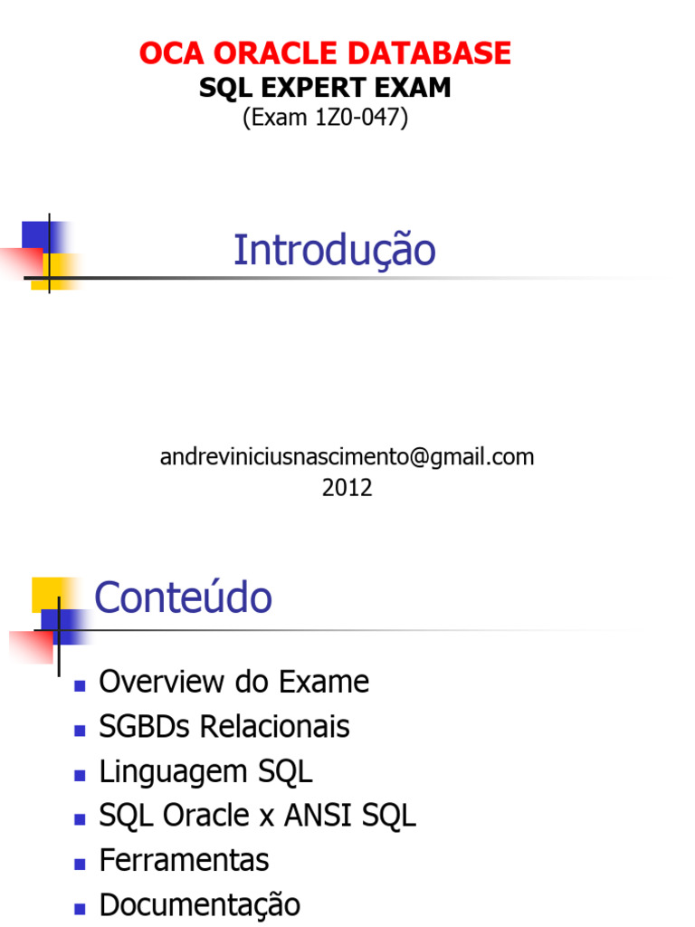 Guia do Exame 1Z0-047 SQL Oracle | PDF | SQL | Banco de dados Oracle