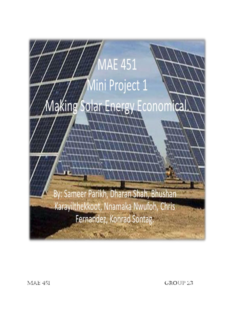 Mini Project 1 | PDF | Solar Panel | Specification (Technical Standard)