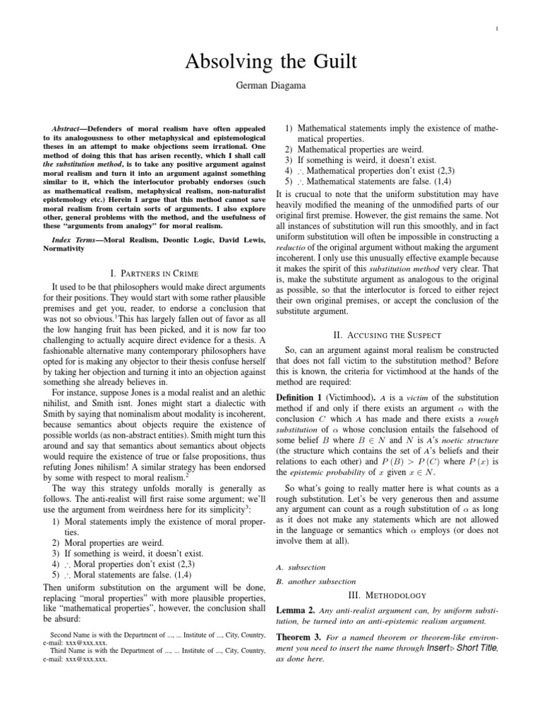 Absolving The Guilt Official | PDF | Argument | Philosophical Realism