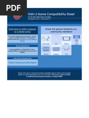 Odin 2 Game Compatibility Sheets | PDF | Play Station