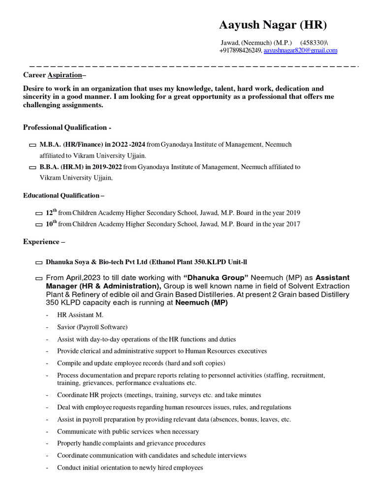 HR Professional Career Profile | PDF | Recruitment | Human Resources