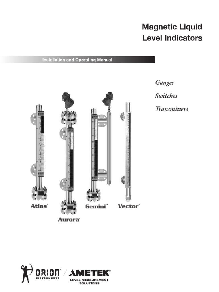 Magnetic Liquid Level Indicator Manual | PDF | Valve | Switch