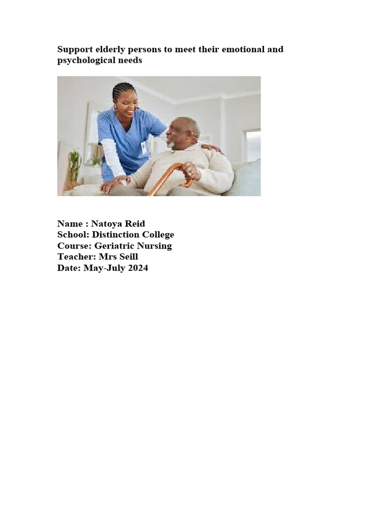 Support Elderly Persons To Meet Their Emotional An Pdf Old Age Ageing