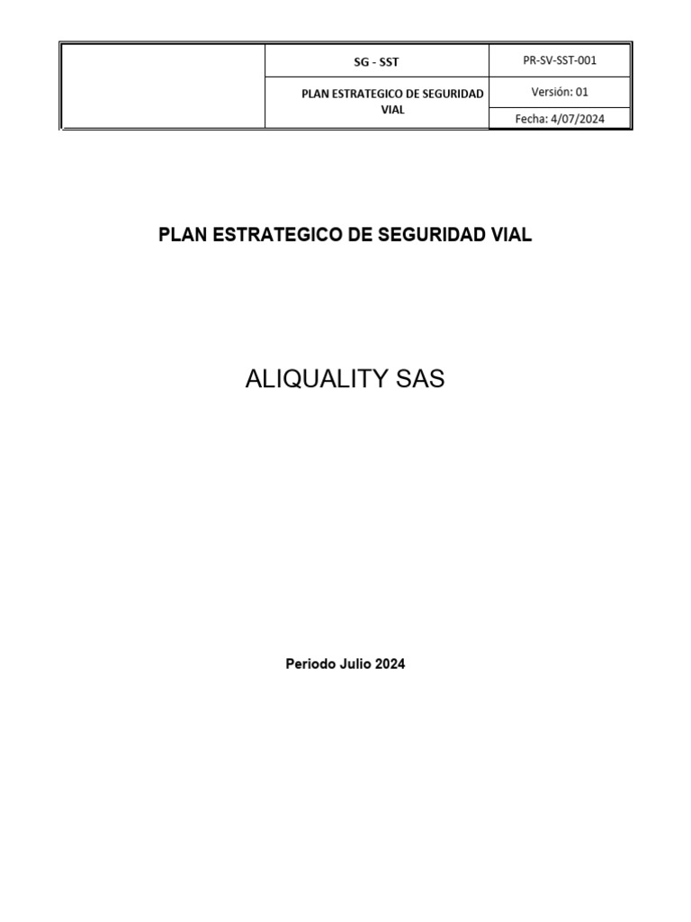 Plan Estratégico de Seguridad Vial 2024 | PDF | Planificación ...