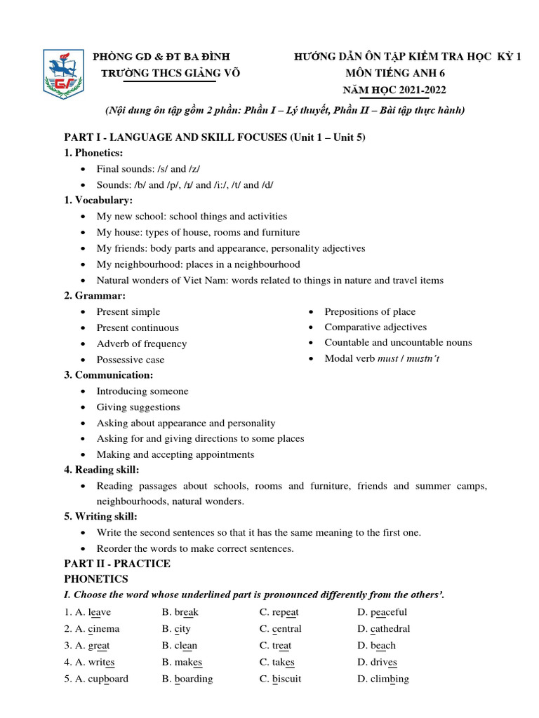English Exam Review Guide Grade 6 | PDF | Linguistics | Grammar