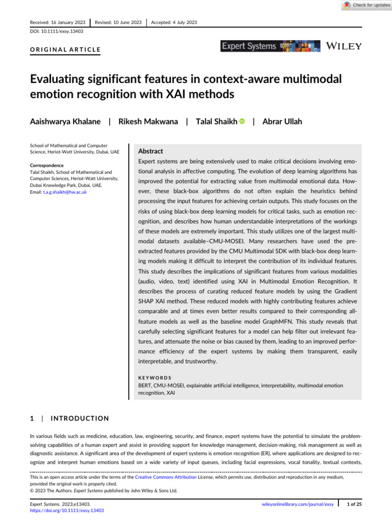 Multimodal Emotion Recognition with XAI | PDF | Machine Learning ...
