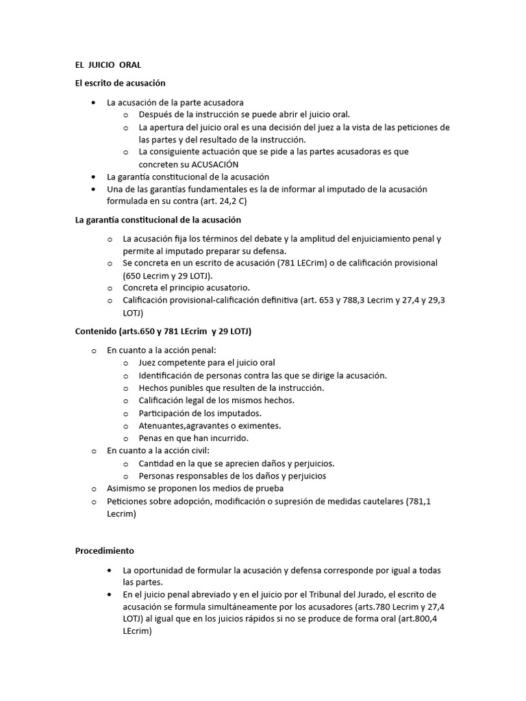 Proceso del Juicio Oral y Acusación | PDF | Sentencia (ley) | Caso de ley
