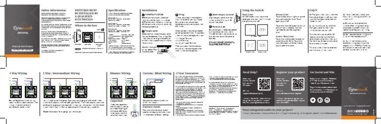 Touch Switches Installation Guide | PDF | Switch | Mains Electricity