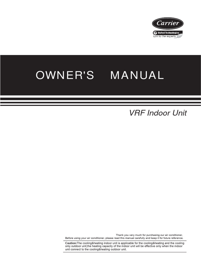 VRF Indoor Unit Owner's Manual | PDF | Air Conditioning | Duct (Flow)